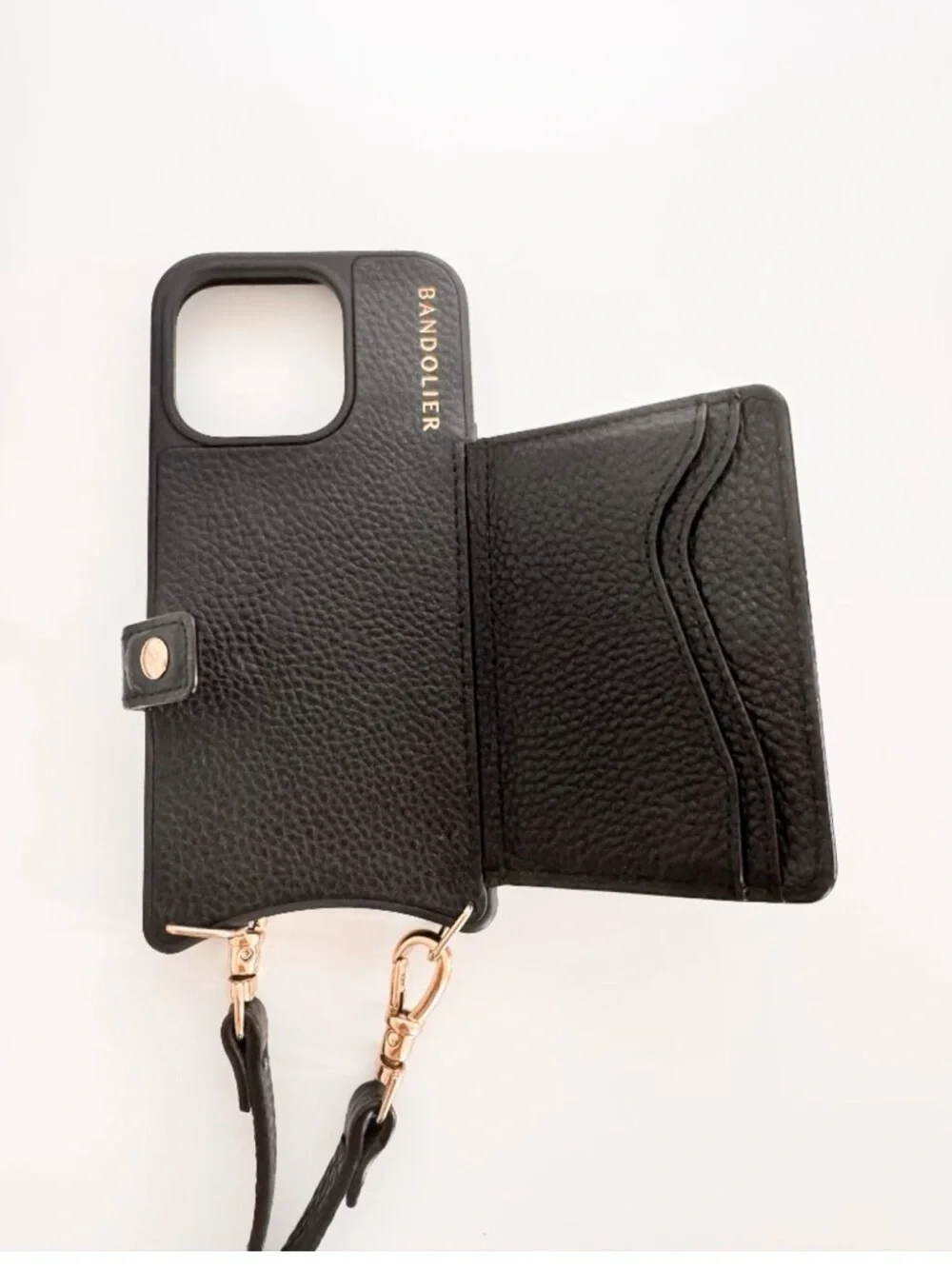Bandolier Mila MagSafe Crossbody Phone Case in Black/Gold iPhone 15 Pro